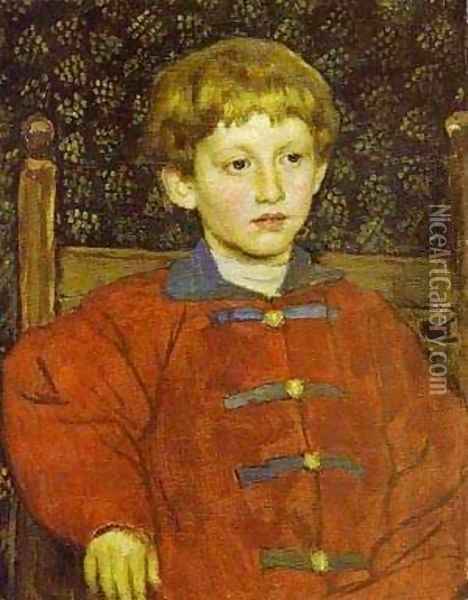 Portrait Of Vladimir Vasnetsov The Artists Son 1899 Oil Painting - Viktor Vasnetsov