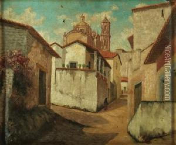 Pueblo Con Iglesia Oil Painting - Eduardo Morales