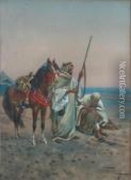 Arab Horsemen Oil Painting - Giulio Rosati
