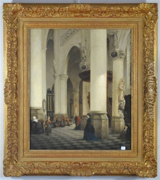 Interieur D'eglise Oil Painting - Bernard Neyt
