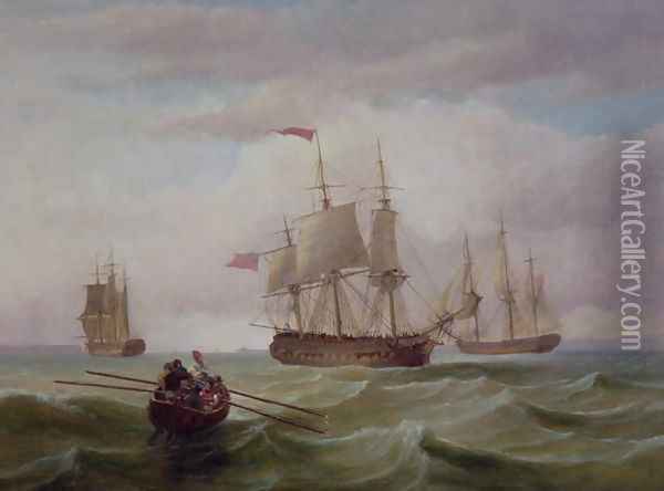 Three East Indiamen in the Bristol Channel Oil Painting - Joseph Walter