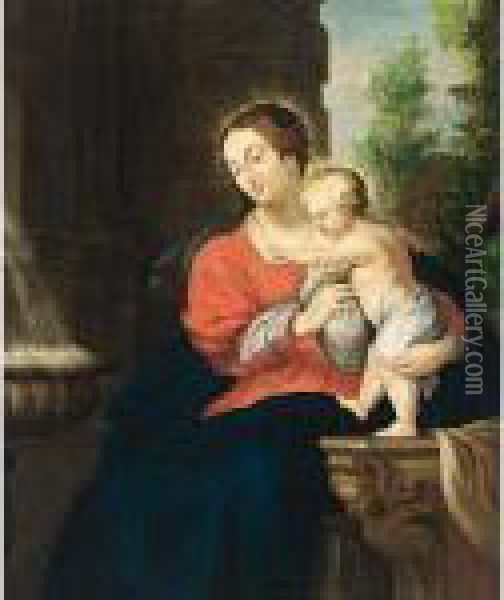 Saint Mary And Child Oil Painting - Peter Paul Rubens