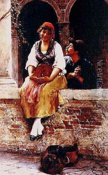 The Offer, 1887 Oil Painting - Eugene de Blaas