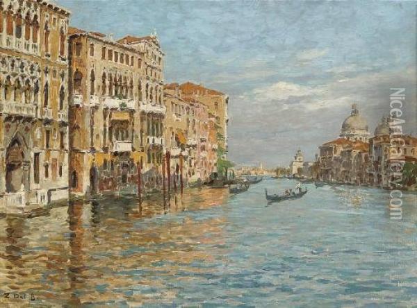 The Grand Canal, Santa Maria Della Salute Beyond Oil Painting - Zaccaria Dal Bo