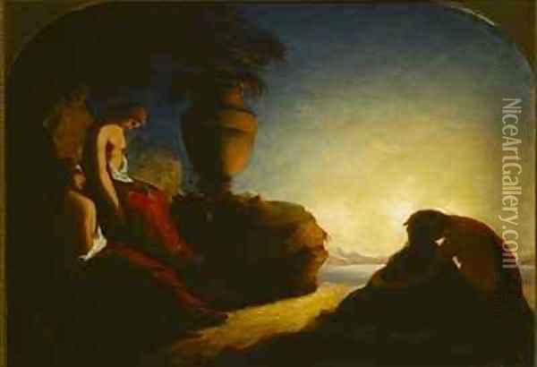 The three sisters of Phaeton weeping over the tomb of their brother Oil Painting - Francis Danby