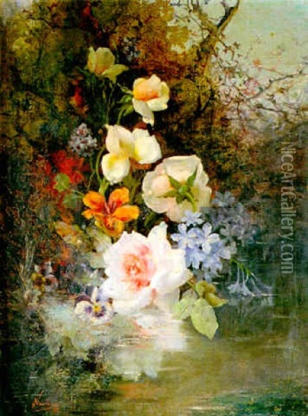 Flores En Un Paisaje Oil Painting - Francisco Narbona Beltran