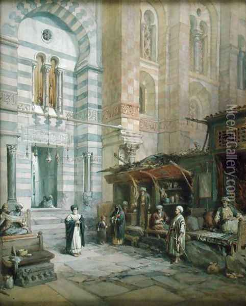 The Maristan or Mosque-Hospital of Kalaun, Cairo, 1882 Oil Painting - William Simpson