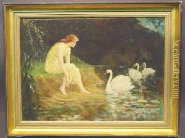 Fairy And The Swans Oil Painting - Frederick Stuart Church