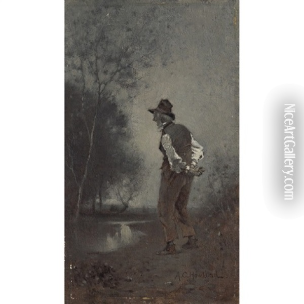 Old Man By The River Oil Painting - Alfred Cornelius Howland