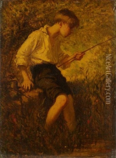 Le Petit Pecheur Oil Painting - Edouard de Beaumont