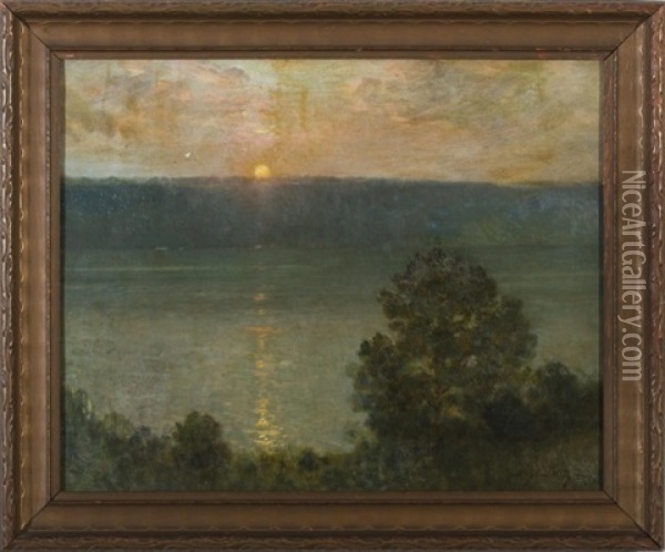 The Hudson River And The Palisades At Sunset Oil Painting - Bayard Henry Tyler