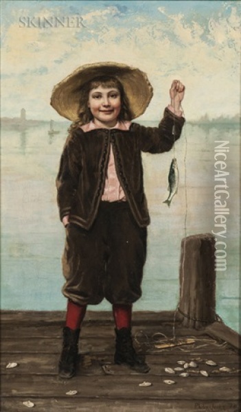 Phoebe (phebe) Jenks (american, 1847-1907) The First Catch Oil Painting - Phoebe A. Jenks