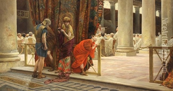 Claudius Appears Before The Senate Oil Painting - Edwin Long