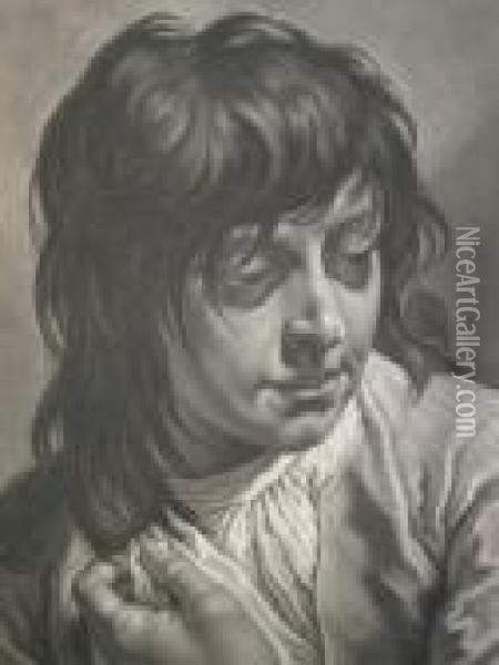Head Of A Young Man; Mezzotint, 38.5x27cm: Oil Painting - Giovanni Battista Piazzetta