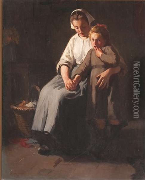 Sympathy - A Mother And Child Oil Painting - Norwood Hodge Macgilvary