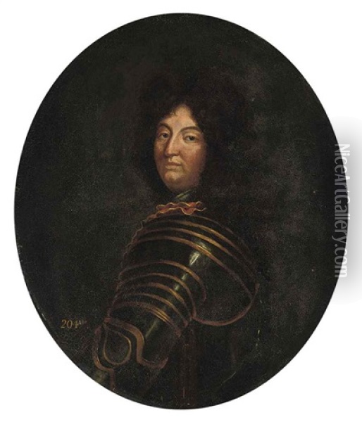 Portrait Of Louis Xiv In Armor Oil Painting - Hyacinthe Rigaud