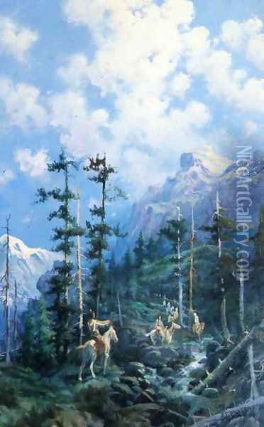 On Lolo Trail Oil Painting - Frank Johnson