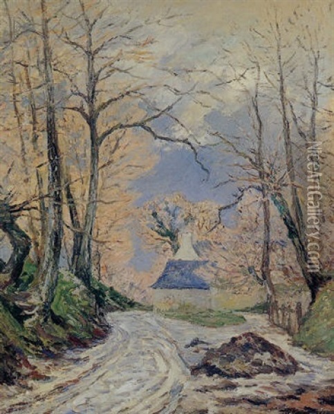 Chemin, L'hiver En Bretagne, Pluie Et Vent (beuzec Long, Finistere) Oil Painting - Maxime Maufra