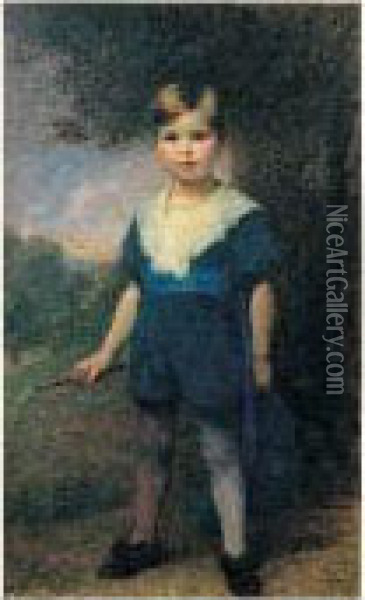 Portrait D'enfant Au Fouet Oil Painting - Charles Auguste Mengin
