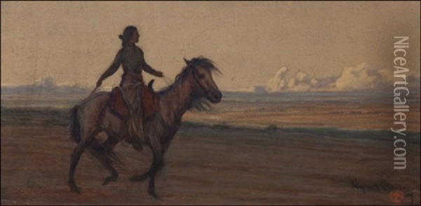 Navajo Rider Oil Painting - Maynard Dixon