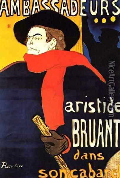 Aristide Bunting In His Cabaret Oil Painting - Henri De Toulouse-Lautrec