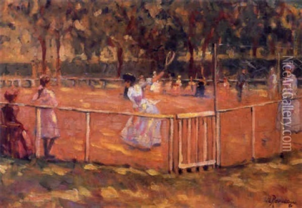 The Tennis Match Oil Painting - Marguerite Rousseau