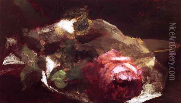 Still Life With Rose Oil Painting - John La Farge