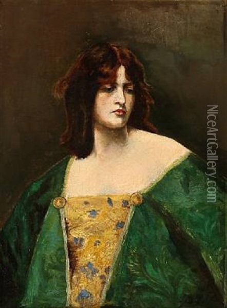 Portrait Of Countess Stampe Oil Painting - Julius Paulsen