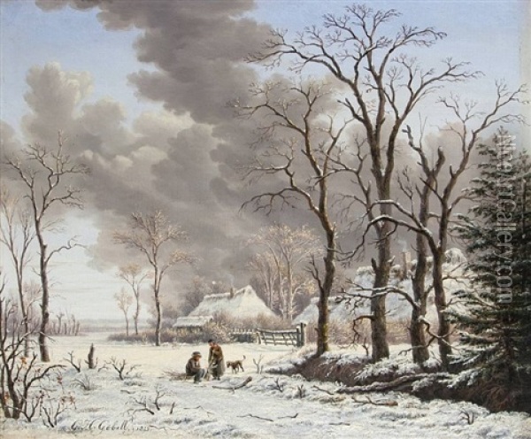 Winter In Holland Oil Painting - Gerrit Hendrik Gobell