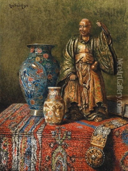 Asiatikastillleben Oil Painting - Max Schoedl