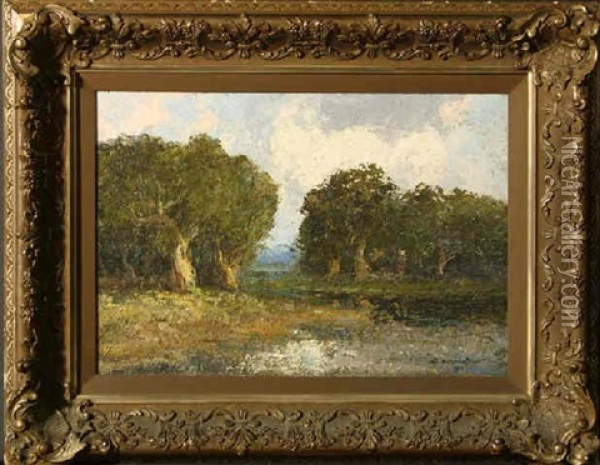 Wooded River Landscape Oil Painting - Ralph Davison Miller
