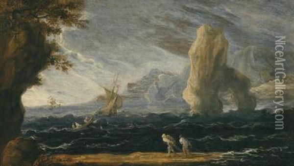 Pescatori Sulla Costa Oil Painting - Francois de Nome (Monsu, Desiderio)