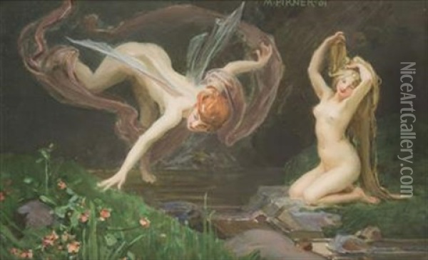 Fairies By The Creek Oil Painting - Maximilian Pirner