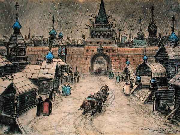 Old Moscow, 1908 Oil Painting - Apollinari Mikhailovich Vasnetsov
