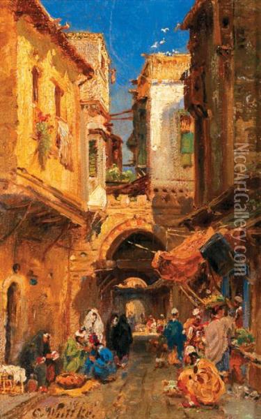 Scene De Rue Marocaine Oil Painting - Carl Wuttke