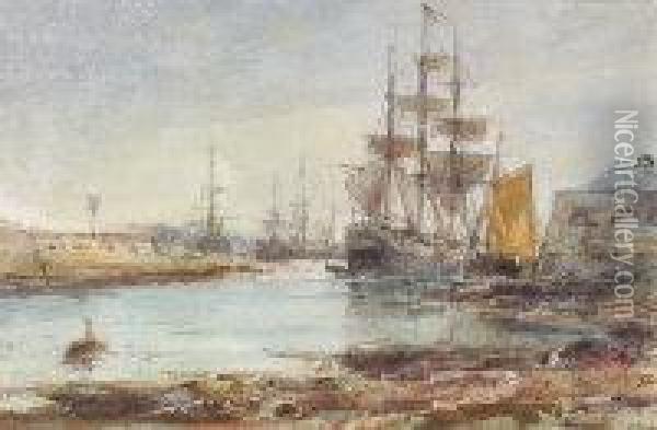 Ships In Harbour Oil Painting - Edwin Hayes