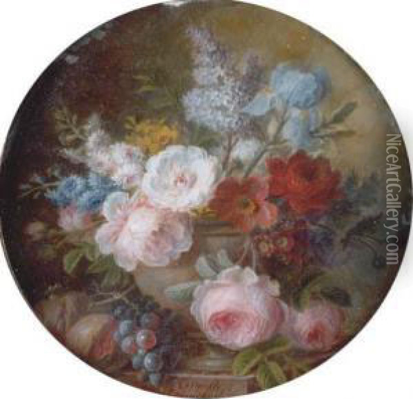 Cabbage Rose, White Rose Oil Painting - Cornelis van Spaendonck