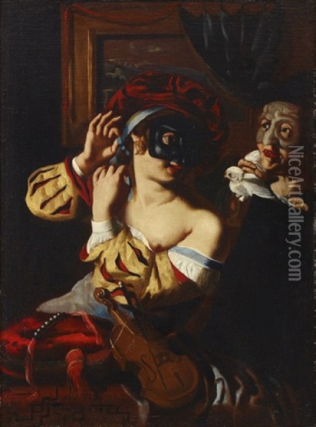 Masquerade Oil Painting - Angelo Caroselli