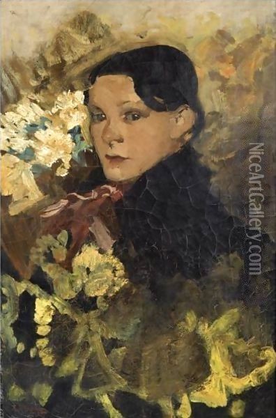 A Flower Girl Oil Painting - George Hendrik Breitner