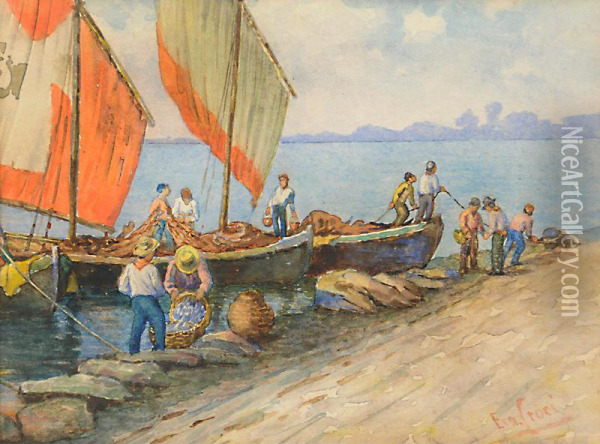 Ritorno Dei Pescatori Oil Painting - Ernesto Croci