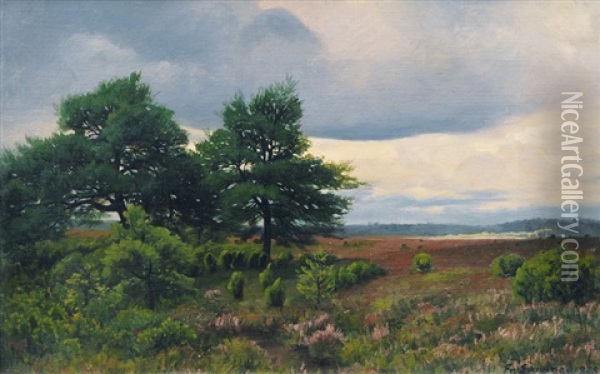 The Luneburg Heath Near Wilsede Oil Painting - Friedrich Wilhelm Schwinge