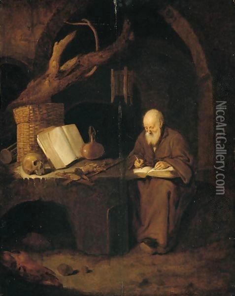 A Hermit Writing Oil Painting - Quiringh Gerritsz. van Brekelenkam