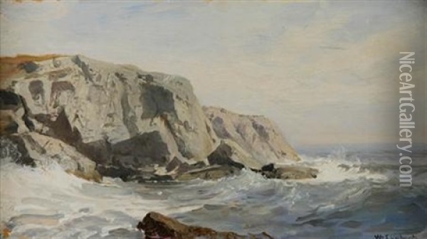 Gray Cliff, Conanicut, Rhode Island Oil Painting - William Trost Richards