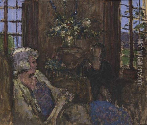 Deux Dames Dans Le Salon Des Clayes Oil Painting - Edouard Vuillard