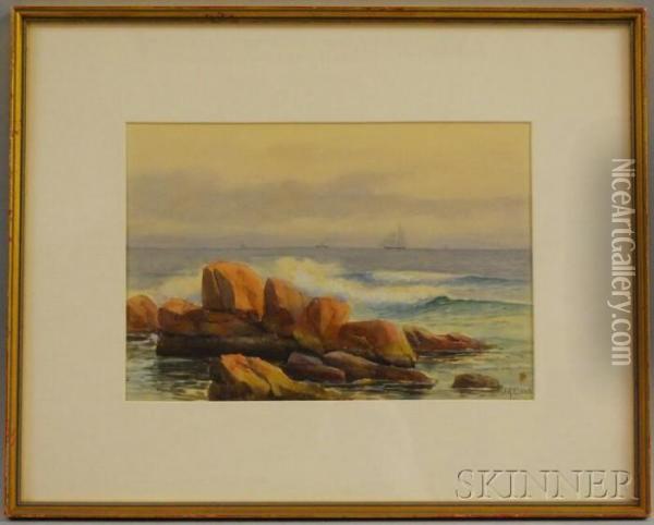 Rocky Shore Oil Painting - John A. Cook