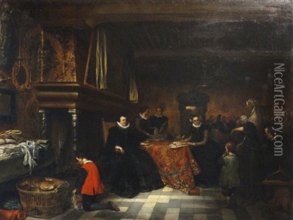 La Distribution Des Pains Oil Painting - Hubertus van Hove