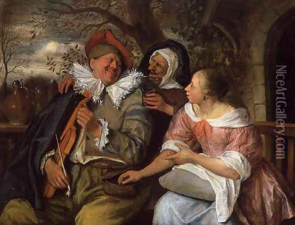 The Merry Threesom Oil Painting - Jan Steen