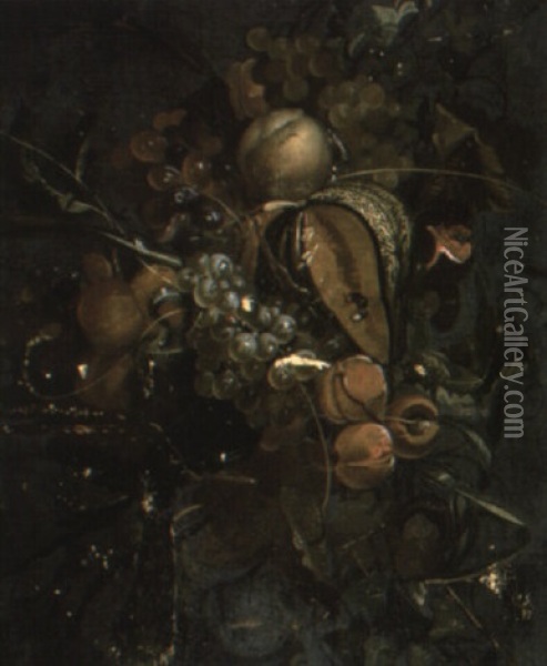 Garland Of Fruit Oil Painting - Abraham Mignon