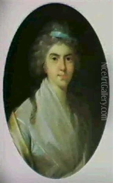 Portraet Af Louise Philippine Monod, F. De Coninck. Gift    1793 Med Den Reformerte Pastor Jean Monod Oil Painting - Jens Juel
