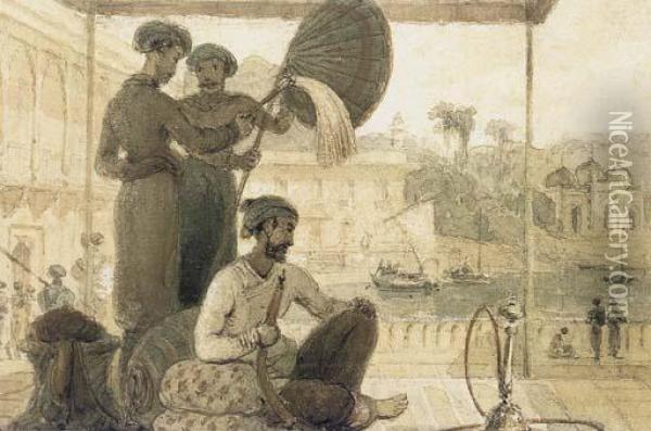 A Rich Mohammedan Oil Painting - William Daniell RA